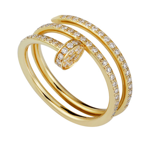 CARTIER/卡地亞 經(jīng)典Juste un Clou系列 18K金黃金鑲鉆多圈釘子戒指B4211900