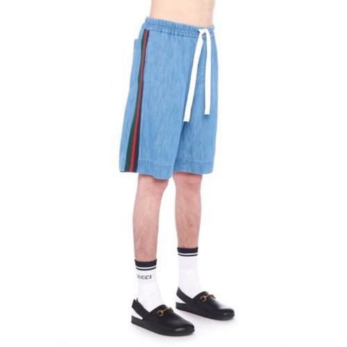  GUCCI/古馳 男士藍(lán)色棉質(zhì)短褲 519935 XRA79 4048 PLFSX