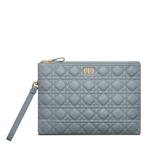 Dior/迪奧 22春夏新款CARO DAILY系列 女士云藍(lán)色小牛皮革藤格紋緝面線CD S5086UWHC_M81B