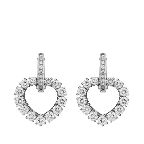 Chopard/蕭邦  L'HEURE DU DIAMANT系列 18k金白金心形滿鉆耳環(huán)839417-1001
