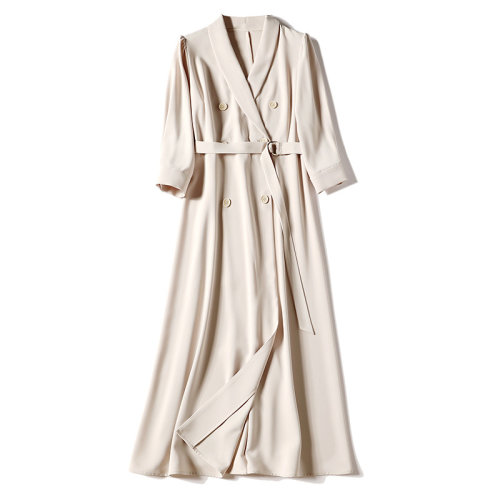 GeleiStory/GeleiStory 秋季新款法式名媛輕奢七分袖連衣裙系帶收腰氣質(zhì)長(zhǎng)裙 女士連衣裙