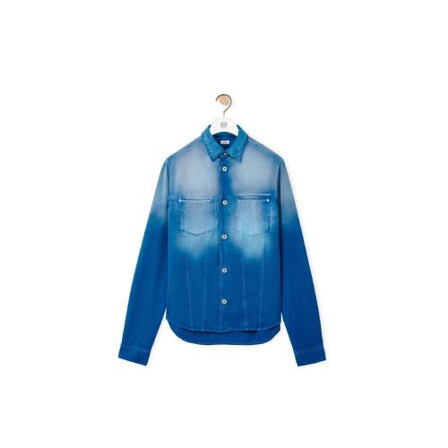  LOEWE羅意威 22年秋冬 男士 長(zhǎng)袖襯衫 Overshirt in sunbleach denim H526Y50X11-5100
