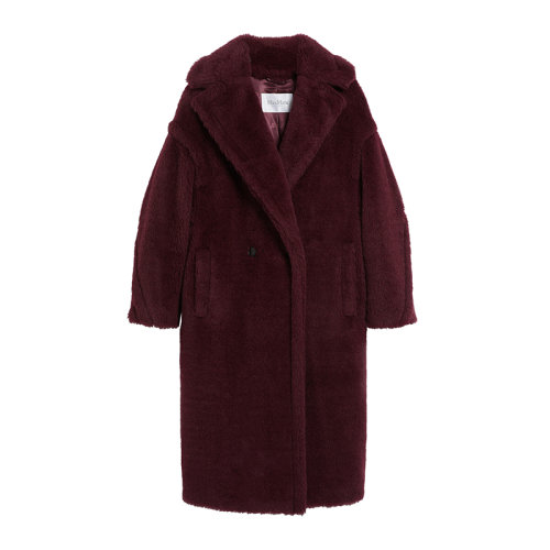 MaxMara/麥絲瑪拉 22年秋冬新款 TEDGIRL系列 女士酒紅色羊駝毛混紡泰迪大衣外套1016022306019