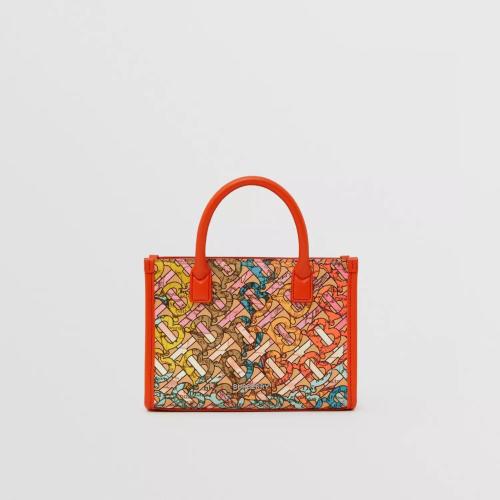  BURBERRY 22年秋冬 男士 迷你專屬標(biāo)識地圖印花拼皮革托特包 80562271