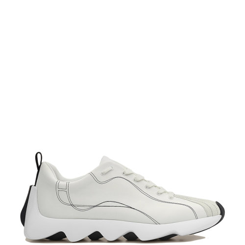 HERMES/愛馬仕 22年秋冬新款 Envol系列 男士米白色/白色緞面科技帆布和山羊皮運(yùn)動鞋H221894ZH08400