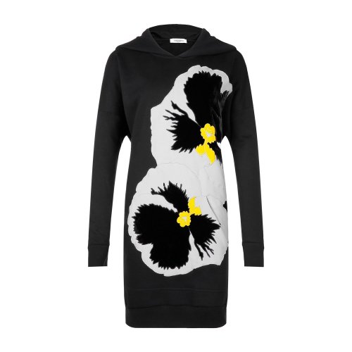 Valentino/華倫天奴 黑色 連帽 長袖 拼接 彩色圖案刺繡 潮流 女士衛(wèi)衣,