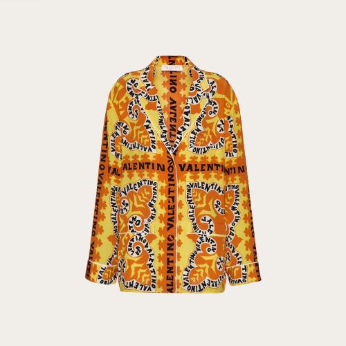  VALENTINO華倫天奴 22年秋冬 女士 長(zhǎng)袖襯衫 CHEMISE EN CREPE DE CHINE a IMPRIMé MINI BAND