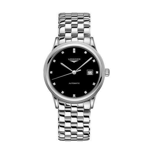 LONGINES/浪琴  軍旗系列自動(dòng)機(jī)械黑色表盤鑲鉆男士腕表40毫米L4.984.4.57.6