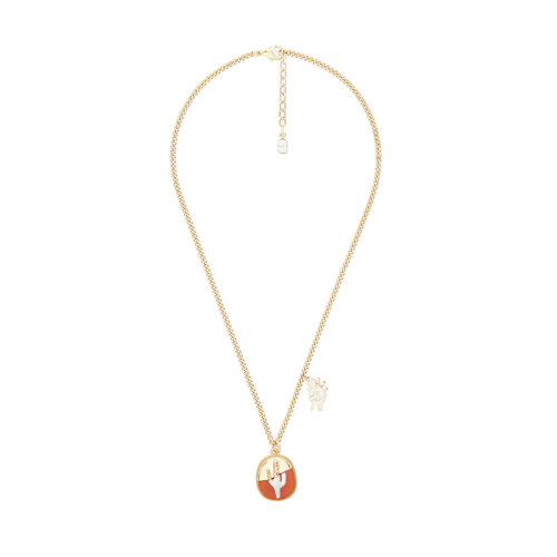 DIOR/迪奧 22新款CACTUS JACK聯(lián)名款 男士金色黃銅橙色砂金石圓形吊墜懸掛項鏈N1640HOMGM_D372