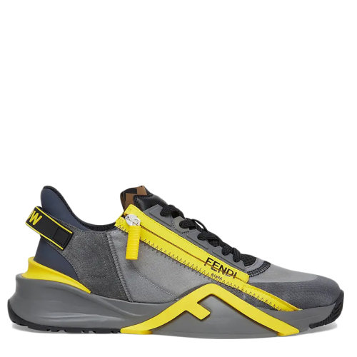 FENDI/芬迪 21年春夏新款 男士灰色混紡技術(shù)面料和絨面革Fendi Flow字母低幫運(yùn)動(dòng)鞋7E1392AF5RF0R8E