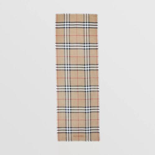  BURBERRY 22年秋冬 女士 格紋絲毛混紡輕盈圍巾 80609561