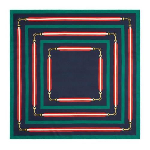  GUCCI古馳 22年秋冬 女士 互扣式雙G馬銜扣真絲圍巾 626781 3G001 4100