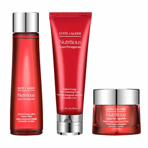 Estee Lauder/雅詩蘭黛  面部護(hù)理套裝  紅石榴護(hù)膚化妝品套裝  正裝三件套 潔面125ml+精華200ml水+晚霜50ml