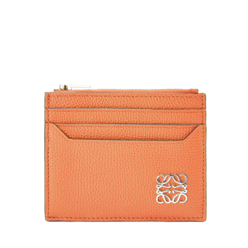 LOEWE/羅意威 22春夏新款 女士珊瑚礁色卵石紋牛皮革銀色金屬徽標(biāo)裝飾拉鏈卡包卡片夾C821R80X01-6935