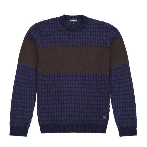 Emporio Armani 男士 藏青色 休閑拼色針織衫 6H1MTS-1MDCZ-0920