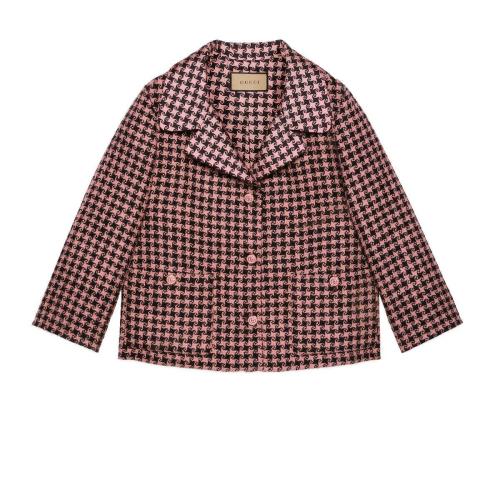  GUCCI古馳 22年秋冬 女士 千鳥格羊毛夾克 674323 ZAHXM 1250 預(yù)定商品2-6周發(fā)貨