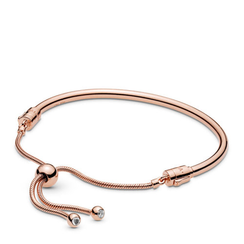 PANDORA/潘多拉 女士玫瑰金色18K鍍金層925銀芯MOMENTS PANDORA ROSE手鏈手環(huán)手鐲 587953CZ