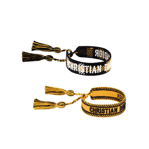 DIOR/迪奧 22新款J'ADIOR系列 女士黃色/黑色棉布刺繡流蘇手鏈套裝B0961ADRCO_D05Y