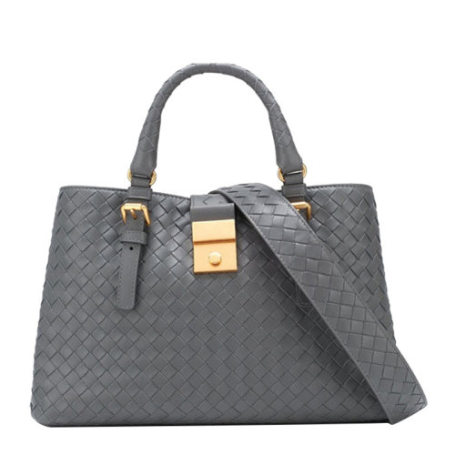 Bottega Veneta/葆蝶家  女士灰色編織牛皮手提包單肩包斜挎包女包 576336-VQ13C-8654