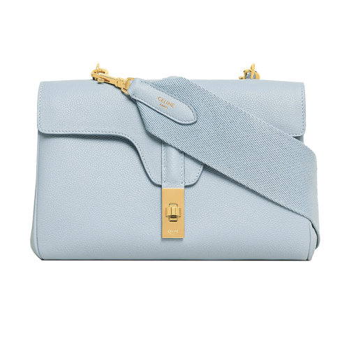 CELINE/賽琳 22新款 TEEN SOFT 16系列 女士冰藍(lán)色光滑小牛皮金扣斜挎單肩包196853CR8.07IC