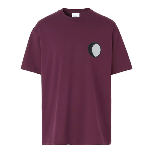 BURBERRY/博柏利      男士勃艮第酒紅色徽章嵌花棉質寬松T恤衫80455031