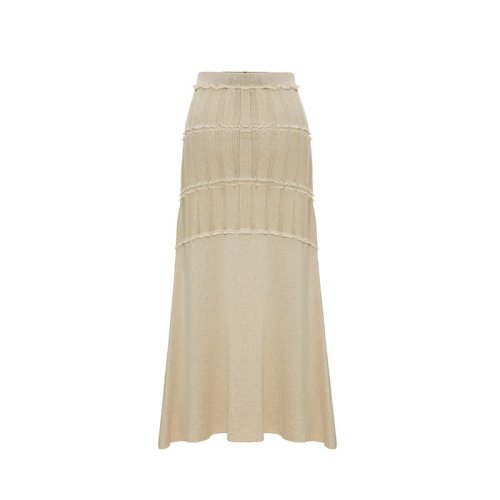 SHOKAY/繡嘉 夏季新品卡拉利斯系列女士半身裙針織拼接流蘇長裙