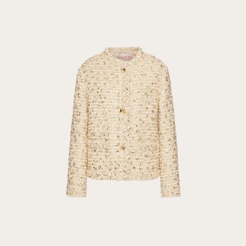  VALENTINO華倫天奴 22年秋冬 女士 長袖襯衫 VESTE EN TWEED DE COTON DORé 1B3CE27L7BFO06