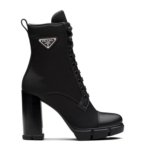 PRADA/普拉達(dá) 秋冬 女士黑色磨砂皮革尼龍踝靴1T427M_3LFU_F0002_F_110