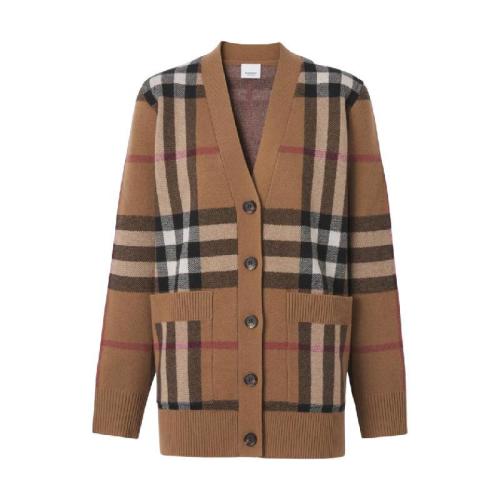  BURBERRY 22年秋冬 女士 格紋羊毛混紡提花開(kāi)衫 80433721 預(yù)定商品1-3周發(fā)貨