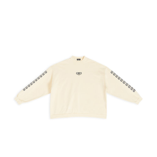 Balenciaga/巴黎世家 22年秋冬新款 男士奶油白色飾有黑色雙B LOGO棉質(zhì)無帽衛(wèi)衣699212TMVG69069