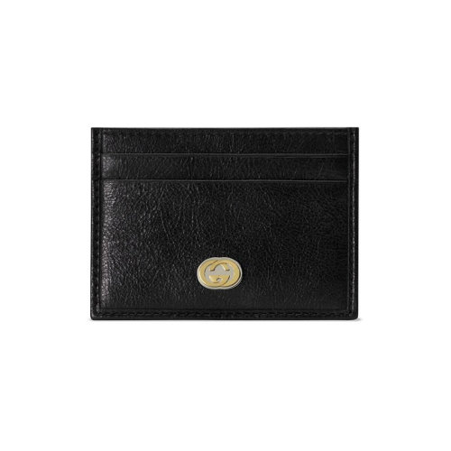 GUCCI/古馳 男包 互扣式雙G 男士黑色皮質(zhì)小型皮具卡包卡片夾 5815281GZ0X1000