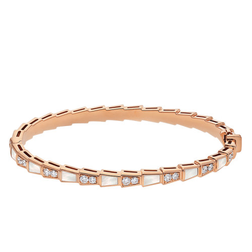 BVLGARI/寶格麗  SERPENTI VIPER系列 18K金玫瑰金配以珍珠母貝和密釘鉆石元素手鏈355047