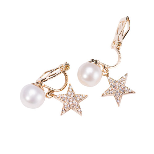GeleiStory/GeleiStory優(yōu)雅系列淡水珍珠耳環(huán)Nocturnal star夜星耳夾 店鋪特惠