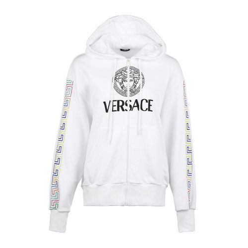 VERSACE/范思哲 美杜莎字母印花女士連帽開胸衛(wèi)衣女衛(wèi)衣10015801A01174