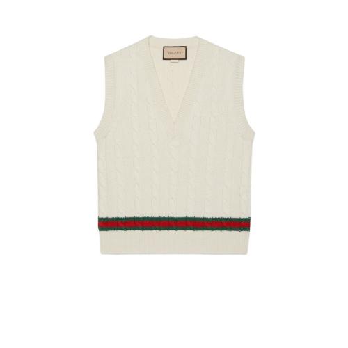  GUCCI古馳 22年秋冬 男士 織帶絞花針織馬甲 681081 XKB2N 9275 預(yù)定商品2-6周發(fā)貨