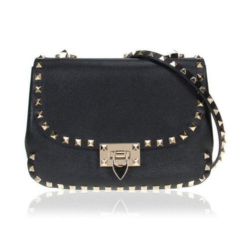  Valentino/華倫天奴 女士黑色皮革單肩包 TW2B0F12 GHF 0NO PLSX