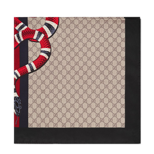 GUCCI/古馳  混色雙G珊瑚蛇形方巾 429394 4G001 1065 HQY012345C