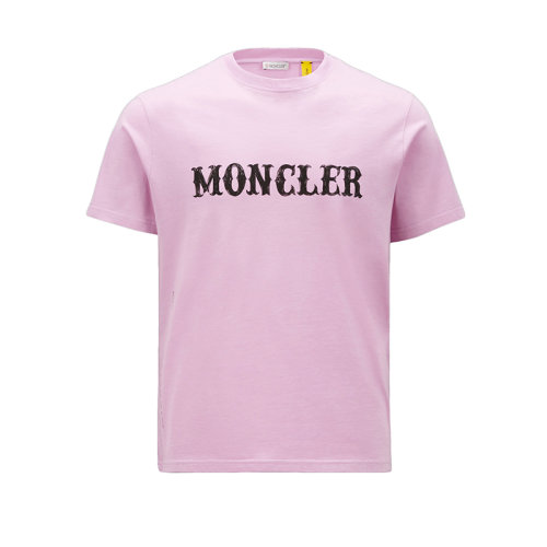 Moncler/蒙克萊 22年秋冬新款 Maya 70系列FRGMT藤原浩特別款 男女同款粉紅色純棉短袖T恤H209U8C00001M2350521