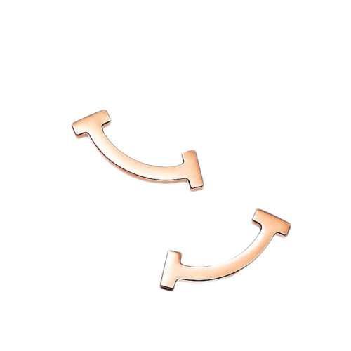 Tiffany & Co./蒂芙尼 經(jīng)典Tiffany T系列 18K金玫瑰金微笑簡約耳釘36667249