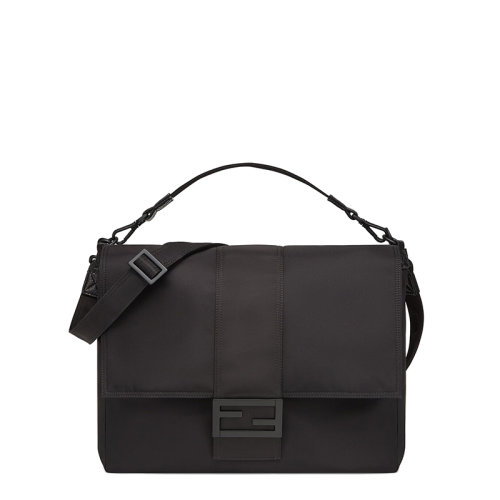 FENDI/芬迪 20  MESSENGER BAGUETTE系列 男士大號黑色尼龍FF磁扣單肩斜挎郵差包7VA536AG0PF0QA1