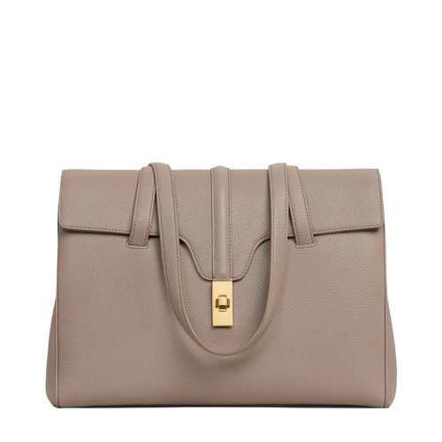 CELINE/賽琳 21新款SOFT 16系列 中號(hào)卵石色粒面小牛皮金扣手提單肩包195543CR8.10BL