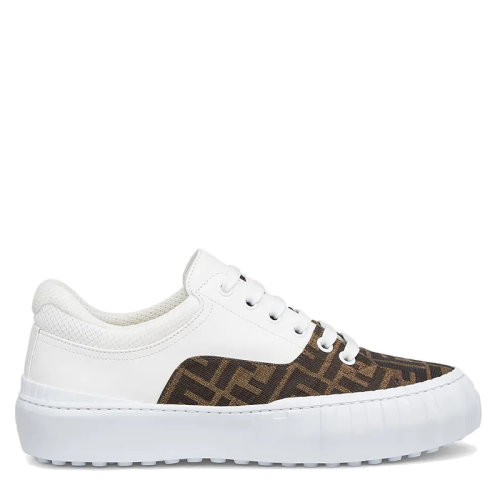 FENDI/芬迪 Fendi Force系 男士白色皮革和FF提花織物布鞋7E1415AF5CF1DV2