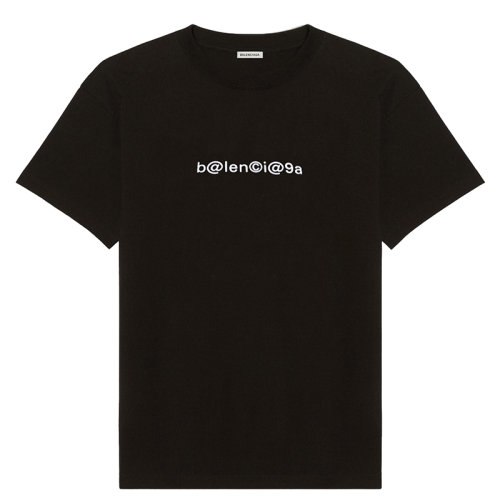 Balenciaga/巴黎世家男士黑色有機(jī)棉版面版中的Copyright Fit中號T恤612966TIV541070
