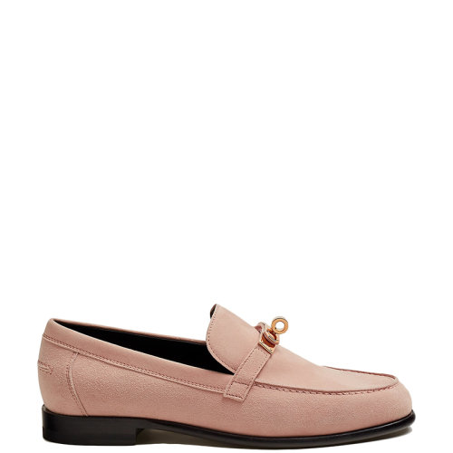 HERMES/愛馬仕 22年秋冬新款 Destin系列 女士蛋白石粉色山羊絨面革莫卡辛鞋樂福鞋H212116ZR0350