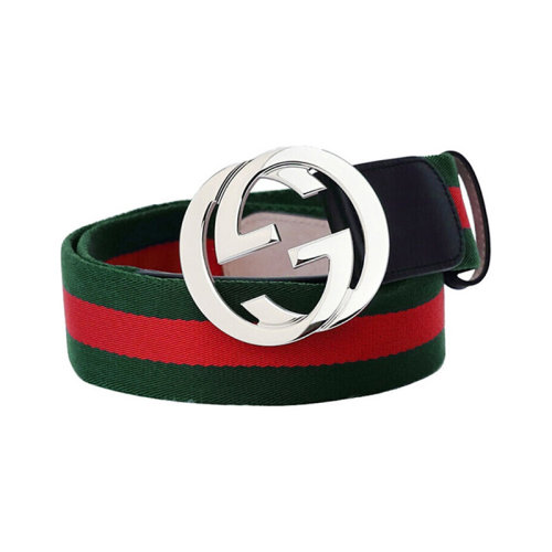 GUCCI/古馳 飾條紋織帶G帶扣腰帶411924 H917N