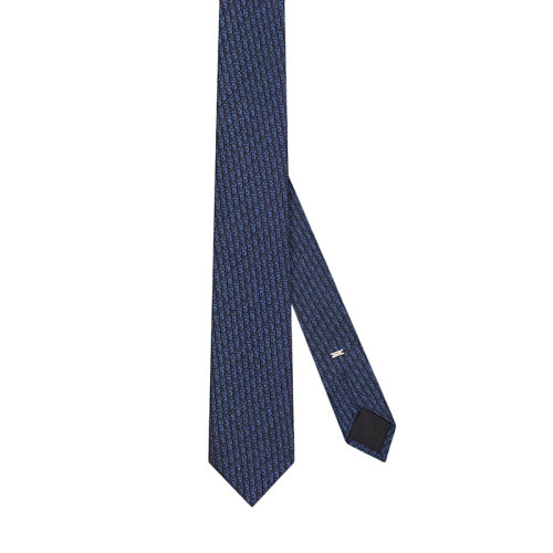 DIOR/迪奧 22年春夏新款 男士藍(lán)色/黑色桑蠶絲老花印花領(lǐng)帶93C1046A0121_C975