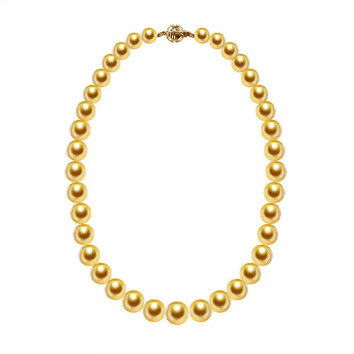 zhuella/珠艾樂 金碧輝煌 9-12mm南洋金珠海水珠18K金項(xiàng)鏈