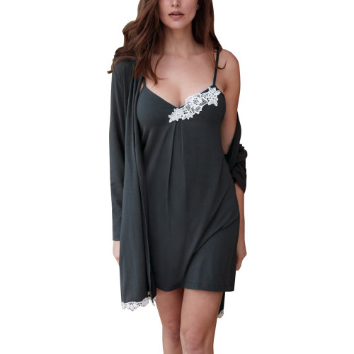 SELMARK/賽馬可  歐洲休閑家居服套裝吊帶連身裙長袖外套舒適可外穿女睡衣/家居服P246071