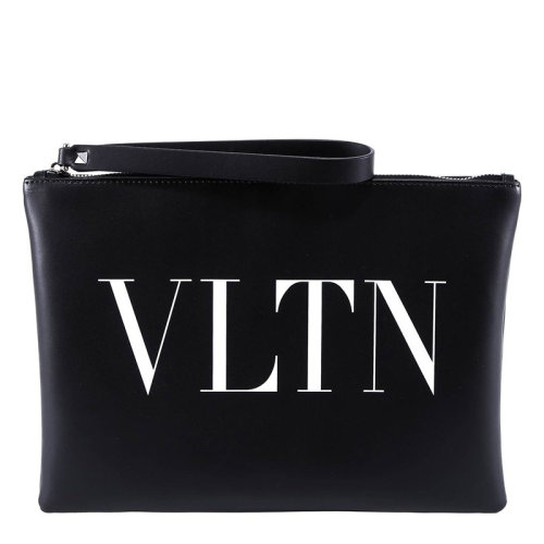 Valentino/華倫天奴  男包女包黑色皮革時尚百搭拉鏈?zhǔn)帜冒? RY2P0299LVN ONO