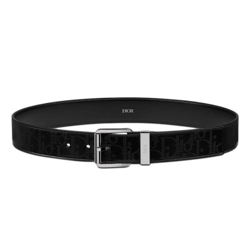 DIOR/迪奧  男士黑色dior Oblique銀河皮革腰帶寬3.5厘米4333PLVPD_H03E